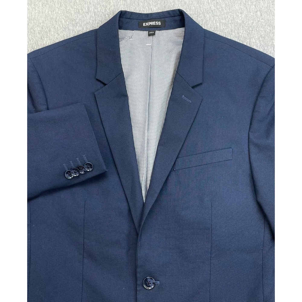 Express Blazer Mens 38R Blue Bird Eyes Cotton Stretch Extra Slim Single Breast